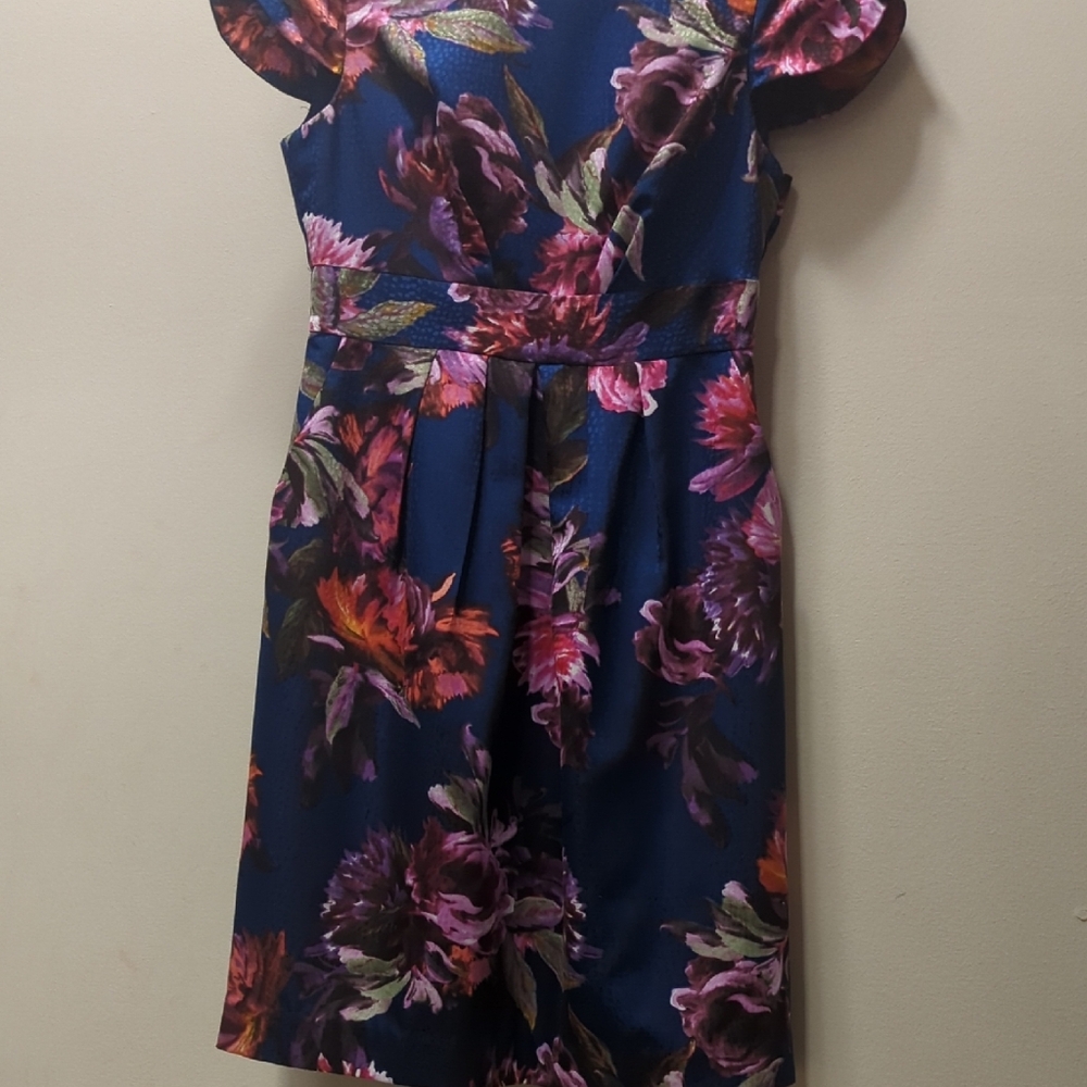 Moulinette Soeurs Pink and Purple A-line Dress with Puff Sleeves